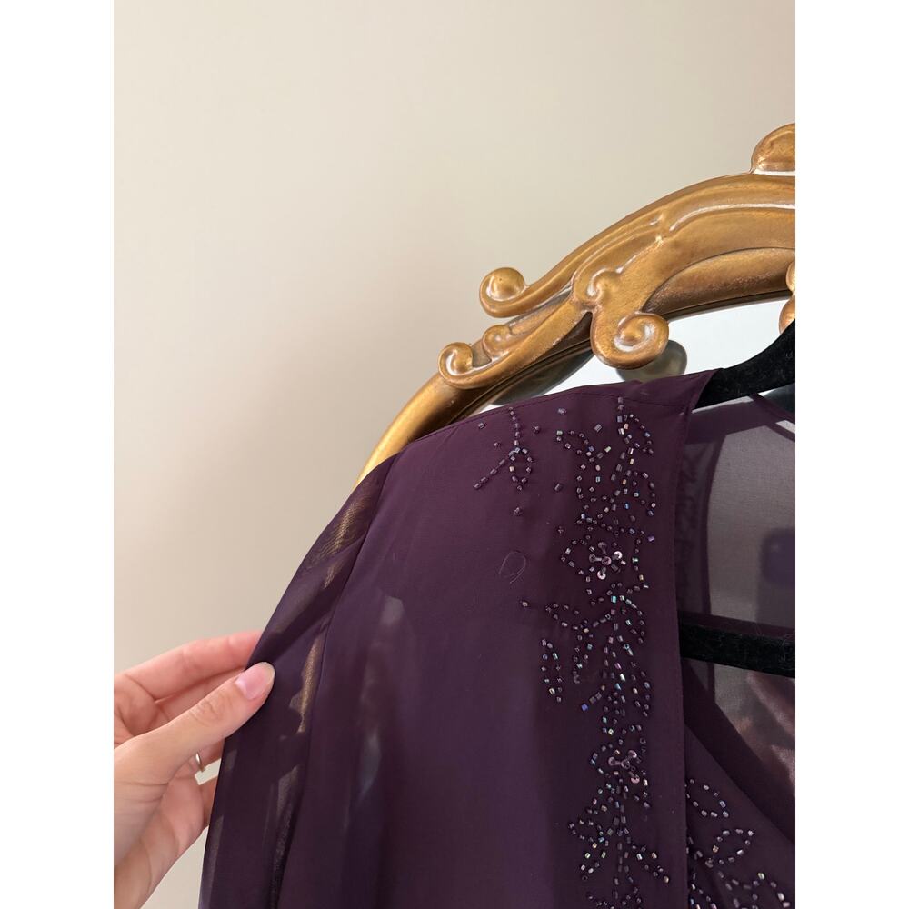 Vintage Y2K 90s David's Bridal Purple Beaded Whimsigoth Dress - Picture 8 of 15